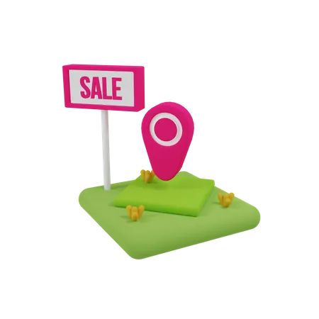 Pin de ubicación de venta  3D Illustration