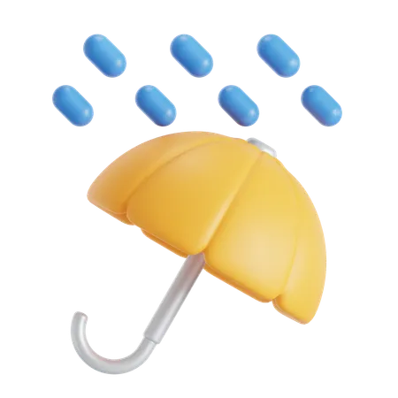 Umbrella with rain  3D Icon