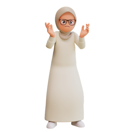 Unhappy Muslim Girl  3D Illustration