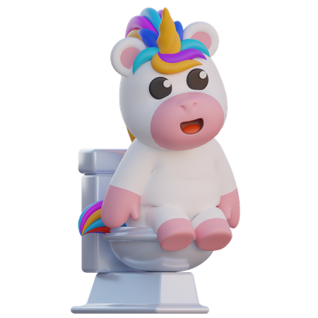 Unicorn Poops In The Toilet  3D Illustration