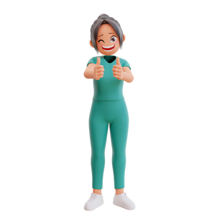 Hospital UniformNurse Dando Like Pose  3D Illustration