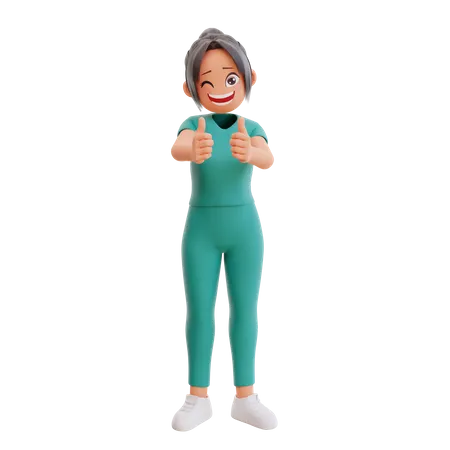 Hospital UniformNurse Dando Like Pose  3D Illustration