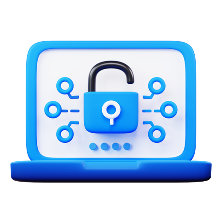 Unlock Laptop  3D Icon