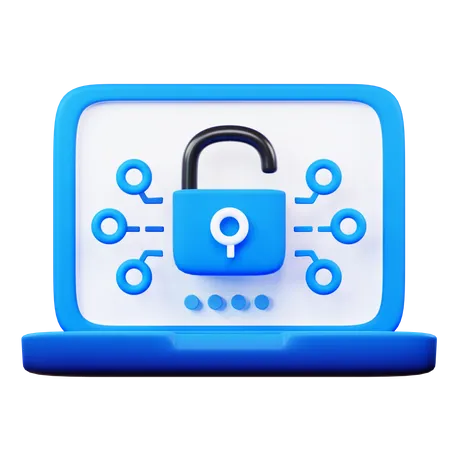 Unlock Laptop  3D Icon