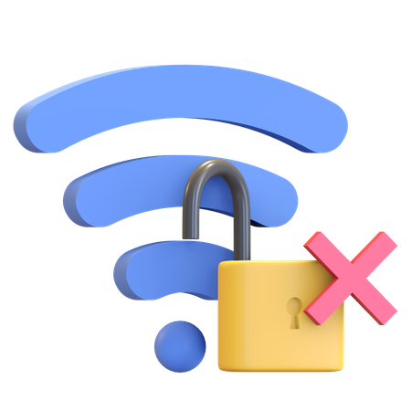 Unprotected wifi  3D Illustration