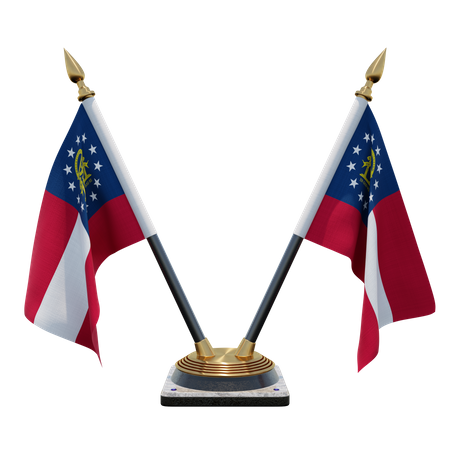 US Georgia Double Desk Flag Stand  3D Flag