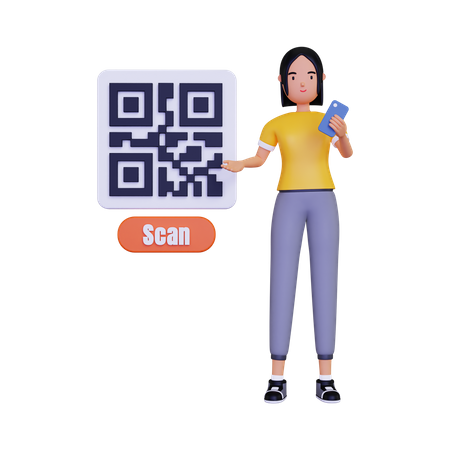 Usar código qr  3D Illustration