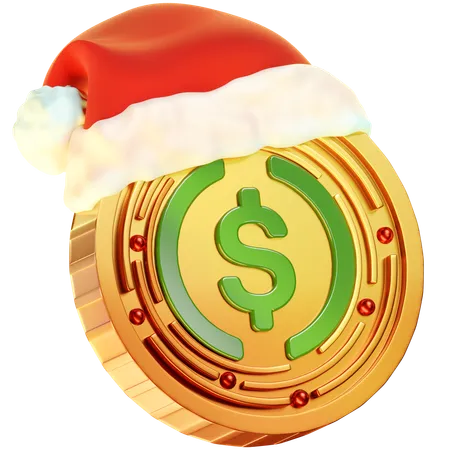 Moeda de natal em dólares  3D Icon