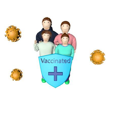 Vaccinated Family  3D Illustration