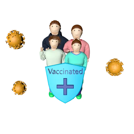 Vaccinated Family  3D Illustration