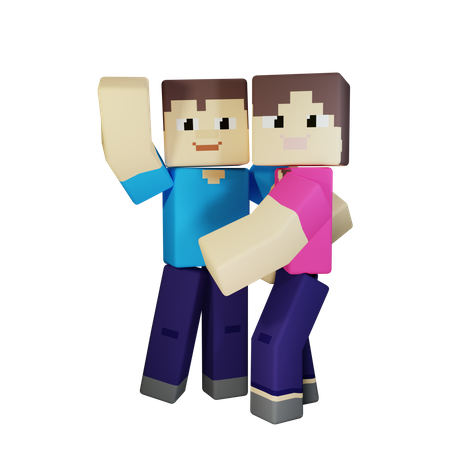 Valentine Couple hugging each other  3D Illustration