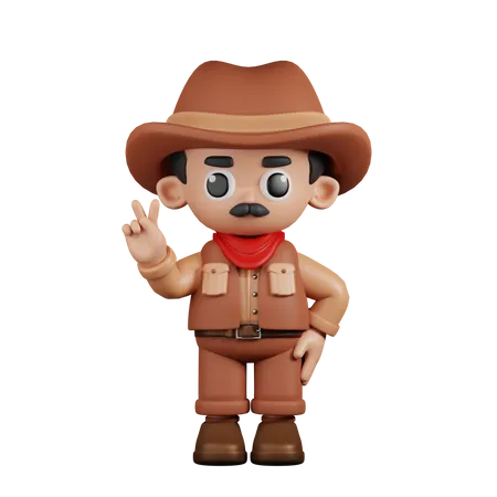 Vaquero mostrando el signo de la paz  3D Illustration