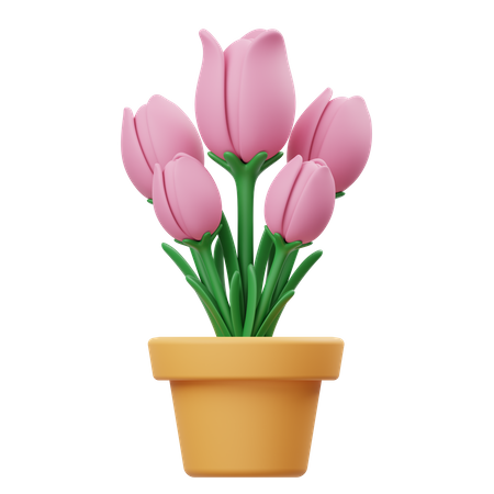 Vaso de flores de tulipa  3D Icon