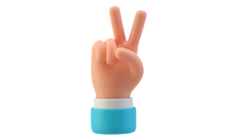 Victory hand gesture  3D Illustration