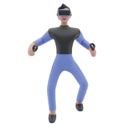 Virtual Reality Gamer  3D Illustration