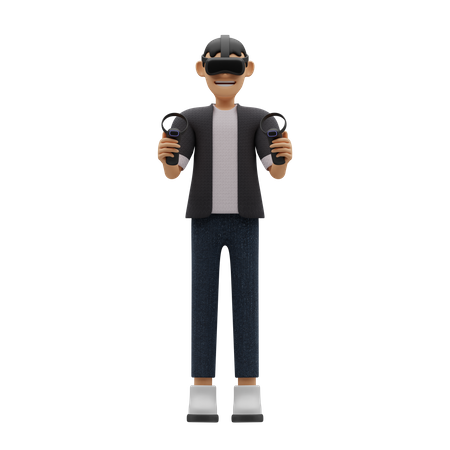 Virtual reality gamer  3D Illustration