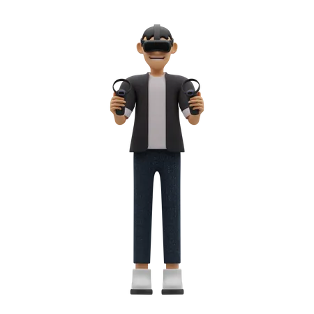 Virtual reality gamer  3D Illustration