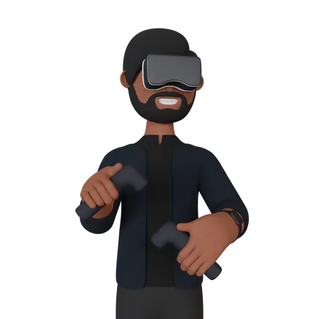 Virtual Reality gamer  3D Illustration