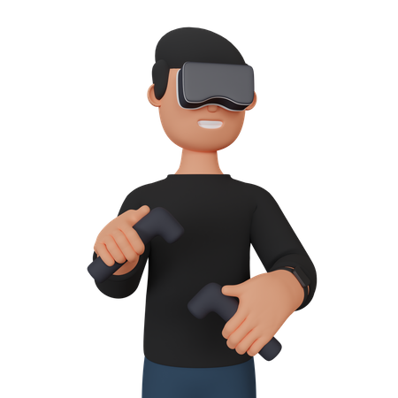 Virtual Reality gamer  3D Illustration