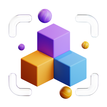 VR ブロックチェーン  3D Icon