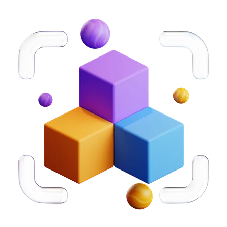 VR ブロックチェーン  3D Icon