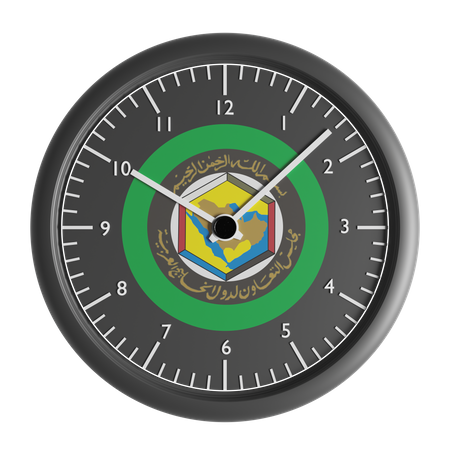 Wall clock with the flag of Gulf Cooperation Council  3D Icon