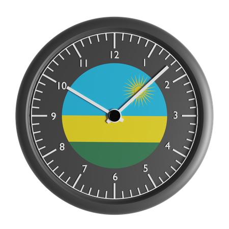 Wanduhr mit der Flagge Ruandas  3D Icon