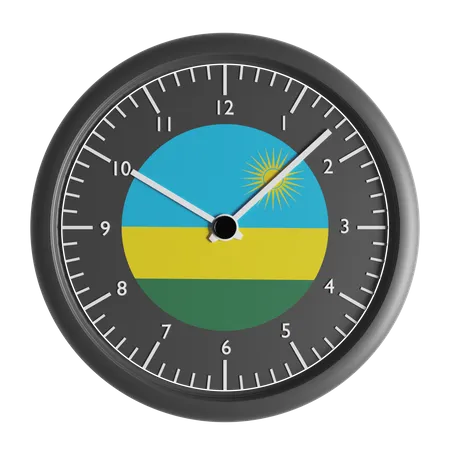 Wanduhr mit der Flagge Ruandas  3D Icon