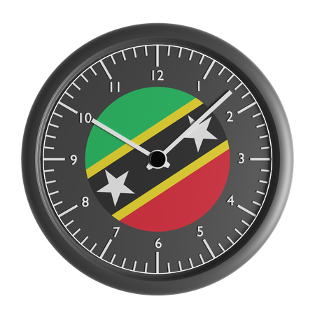 Wanduhr mit der Flagge von St. Kitts und Nevis  3D Icon