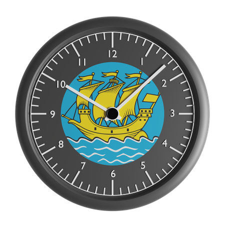 Wanduhr mit der Flagge von Saint Pierre und Miquelon  3D Icon