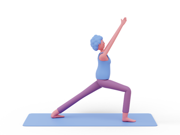 Warrior one Yoga Pose  3D Illustration