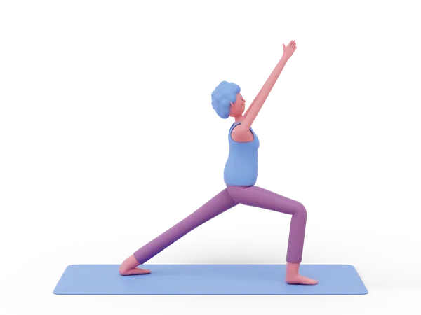 Warrior one Yoga Pose  3D Illustration