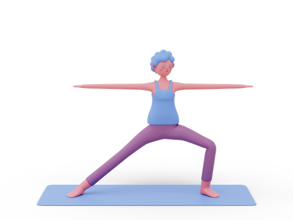 Warrior two Yoga Pose  3D Illustration