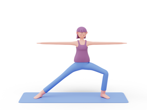 Warrior two Yoga Pose  3D Illustration