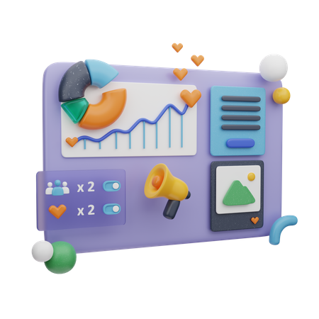 Web Smm Dashboard  3D Illustration