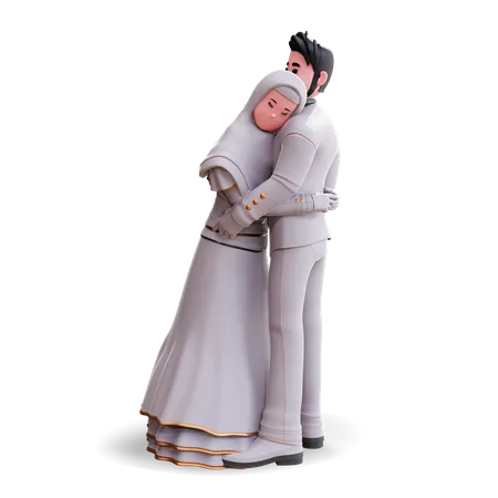 Wedding couple doing hug  3D Illustration