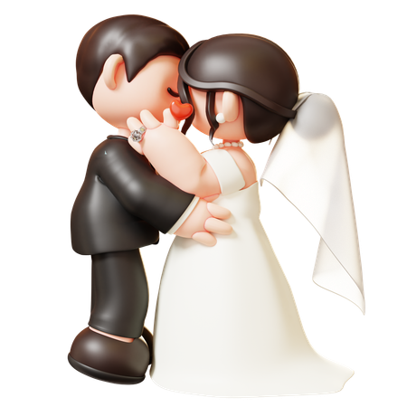 Wedding Couple Kissing  3D Illustration