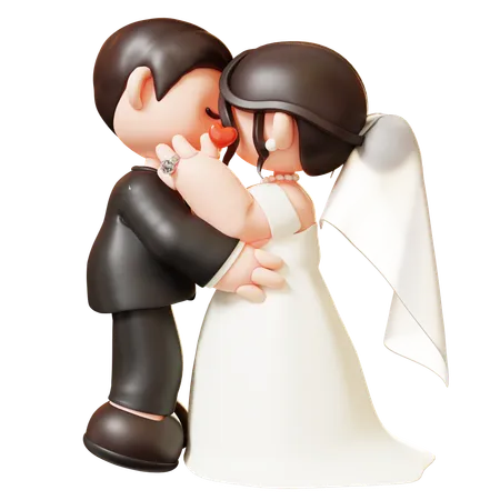 Wedding Couple Kissing  3D Illustration