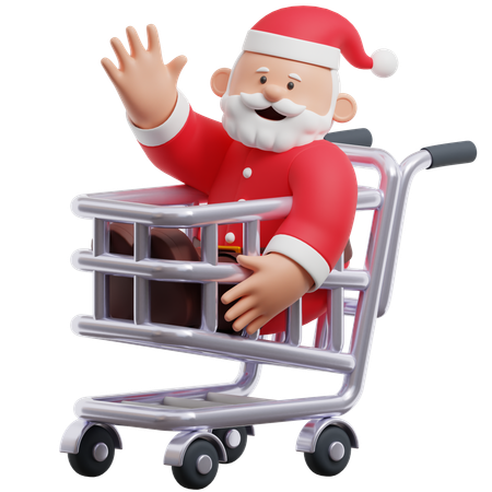 Weihnachtsmann Einkaufswagen  3D Illustration