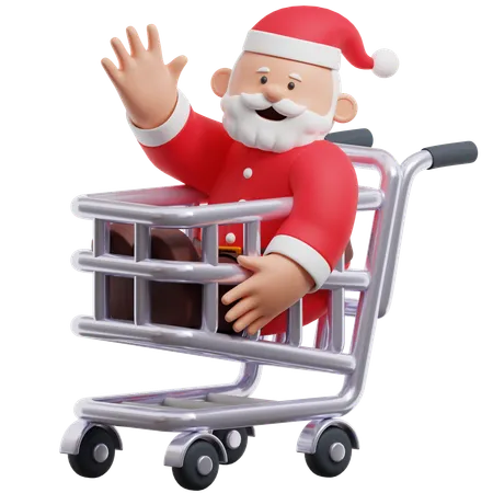 Weihnachtsmann Einkaufswagen  3D Illustration