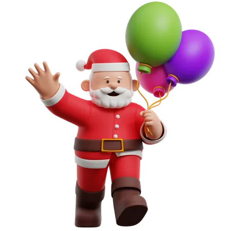 Weihnachtsmann der luftballons hält  3D Illustration