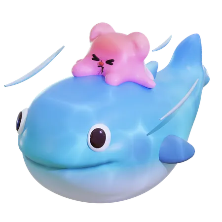 Whale With Octopus Friend  3D Icon