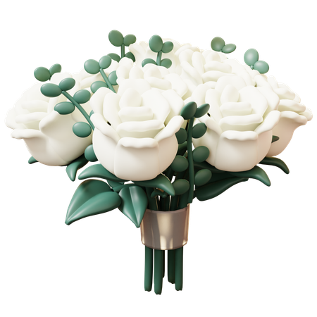 White Rose Bouquet  3D Icon