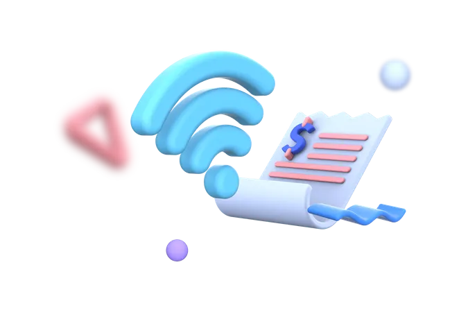 Wifi Bill payment  3D Illustration