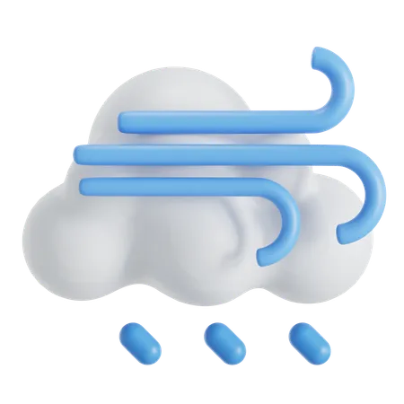 Windy and rainy  3D Icon