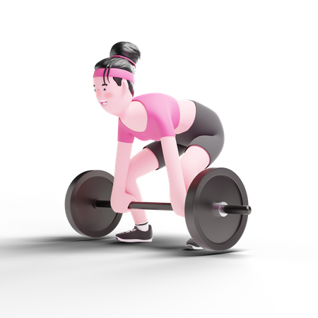 Woman Barbell Lifting  3D Illustration