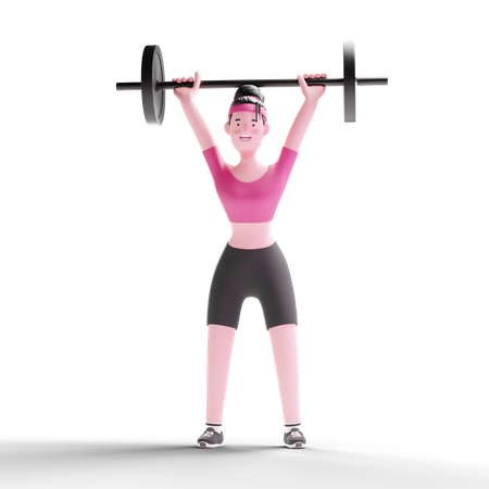 Woman Barbell Lifting  3D Illustration