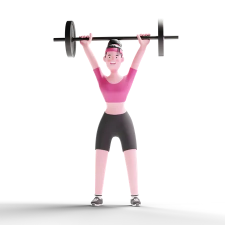 Woman Barbell Lifting  3D Illustration