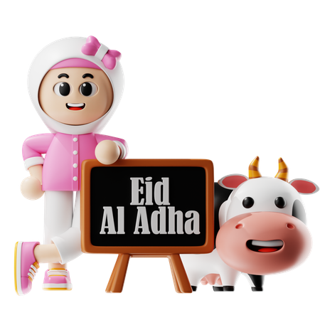 Woman Celebrates Eid Festival  3D Illustration