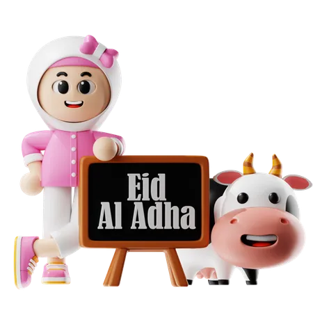 Woman Celebrates Eid Festival  3D Illustration